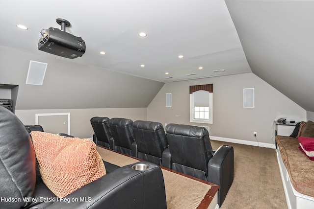 1 Stoneridge Dr, Loudonville, NY 12211 - cinema with carpet flooring, vaulted ceiling, and recessed lighting