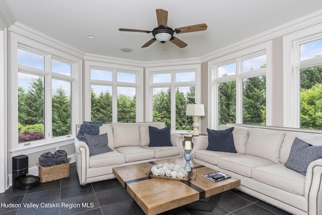 1 Stoneridge Dr, Loudonville, NY 12211 - sunroom / solarium featuring tile patterned flooring and ornamental molding