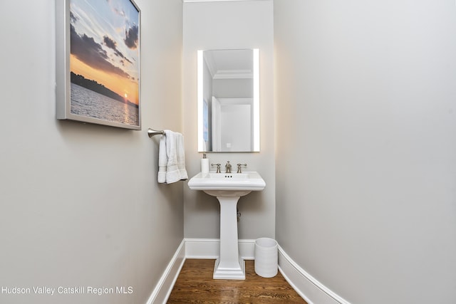 1 Stoneridge Dr, Loudonville, NY 12211 - bathroom featuring wood finished floors and crown molding