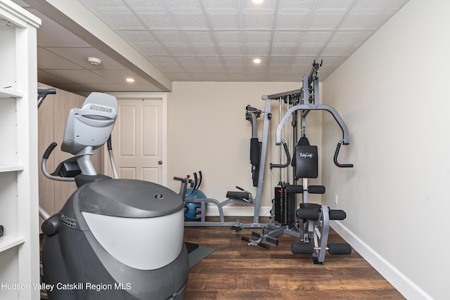1 Stoneridge Dr, Loudonville, NY 12211 - exercise room with wood finished floors and recessed lighting