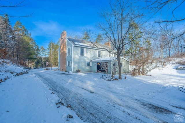 176 High Rock Rd, West Coxsackie, NY 12192 - snow covered property featuring a chimney