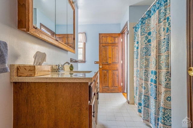176 High Rock Rd, West Coxsackie, NY 12192 - full bathroom featuring tile patterned floors, a shower with shower curtain, and vanity