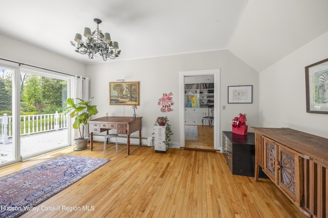 202 Buckwheat Bridge Rd, Germantown, NY 12526 - office with a chandelier and light wood-style floors