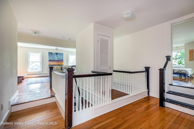 202 Buckwheat Bridge Rd, Germantown, NY 12526 - hall with an upstairs landing, hardwood / wood-style floors, and plenty of natural light