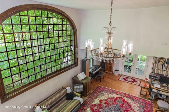 1716 Rte 212, Saugerties, NY 12477 - hall featuring wood finished floors, french doors, and a chandelier
