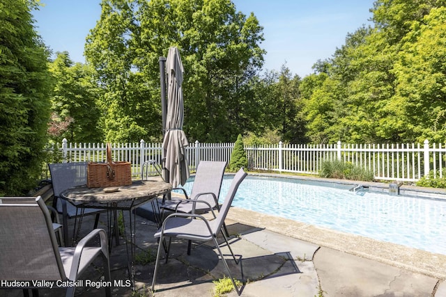 1716 Rte 212, Saugerties, NY 12477 - view of pool featuring a patio area, a fenced backyard, and view of scattered trees