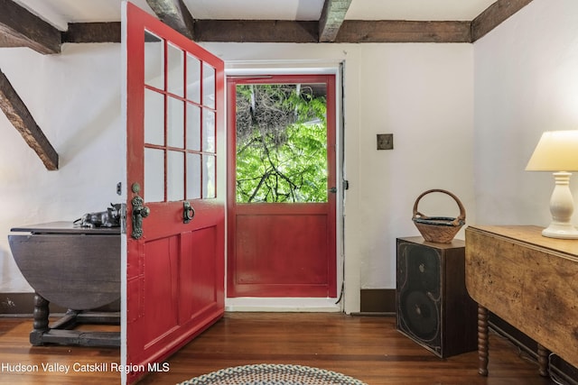 1716 Rte 212, Saugerties, NY 12477 - foyer entrance with wood finished floors and beam ceiling