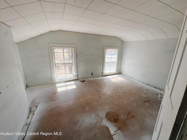 spare room with a wealth of natural light and lofted ceiling