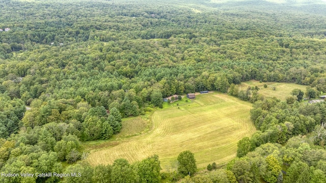 birds eye view of property featuring a rural view