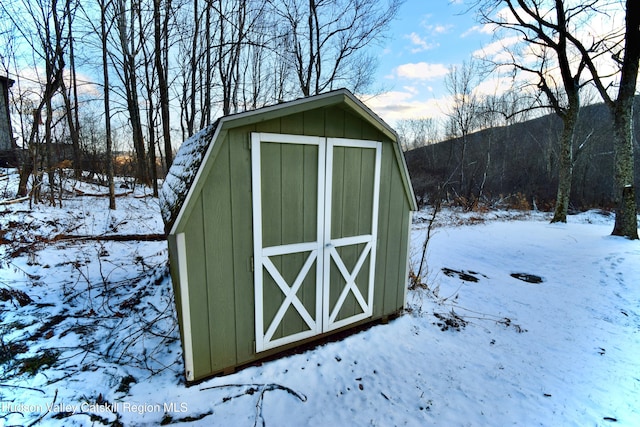 view of snow covered structure