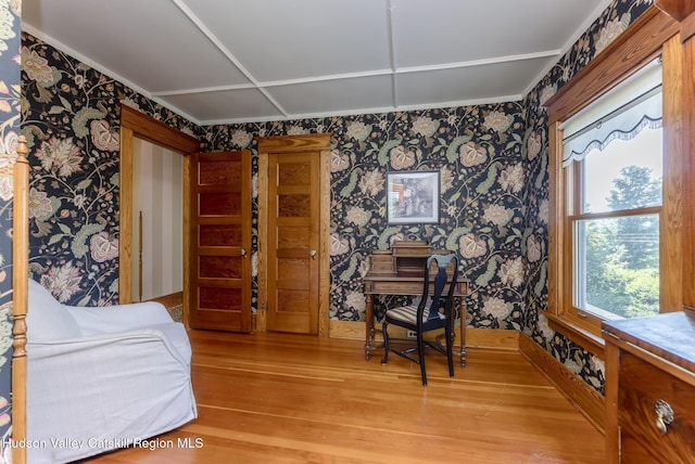 280 Pitcher Ln, Red Hook, NY 12571 - bedroom with wallpapered walls and light wood finished floors