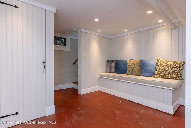 280 Pitcher Ln, Red Hook, NY 12571 - corridor featuring finished concrete flooring, recessed lighting, and ornamental molding