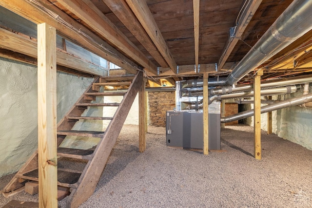 143 Grand St, Schoharie, NY 12157 - unfinished basement with stairway and heating unit