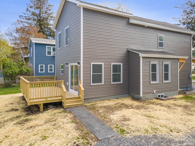 143 Grand St, Schoharie, NY 12157 - rear view of house with a wooden deck