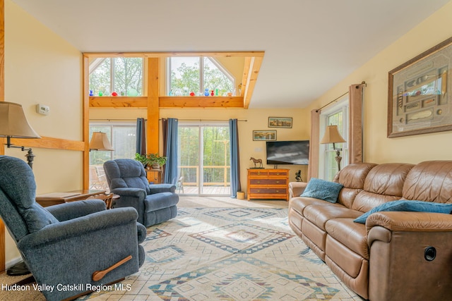 living room with light carpet