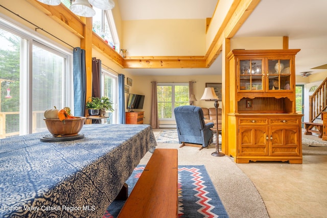 bedroom with a towering ceiling