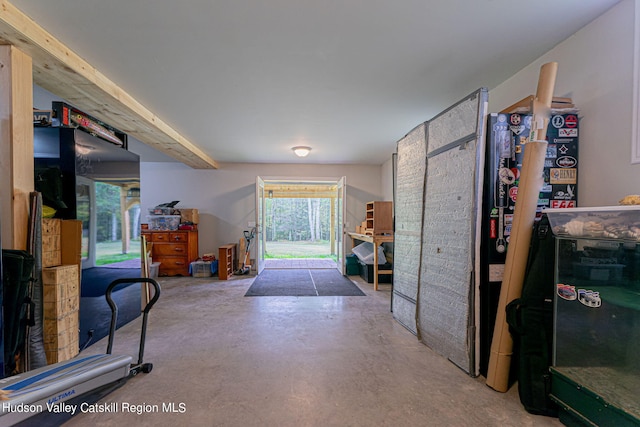 interior space featuring concrete floors