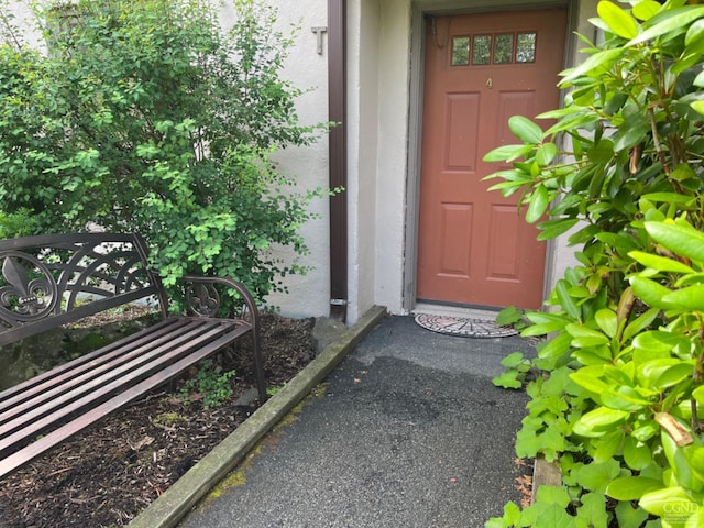75 Highlands Dr Unit T-4, Hunter, NY 12442 - doorway to property featuring stucco siding
