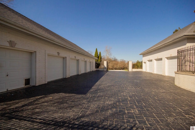 view of yard with a garage