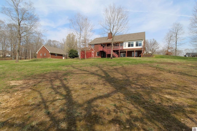 view of yard featuring a deck