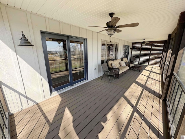 deck featuring ceiling fan