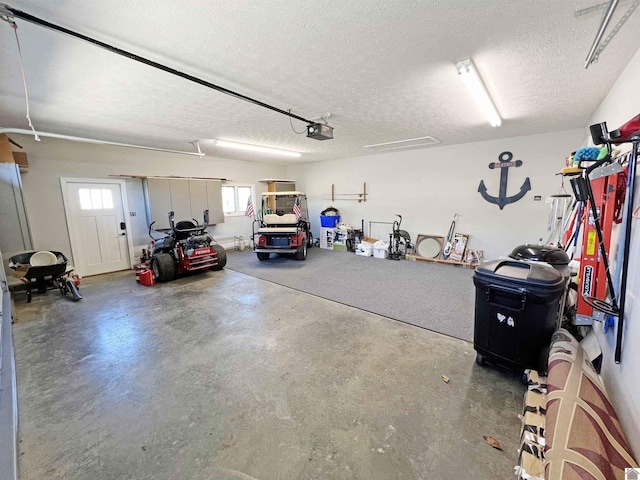 garage with a garage door opener