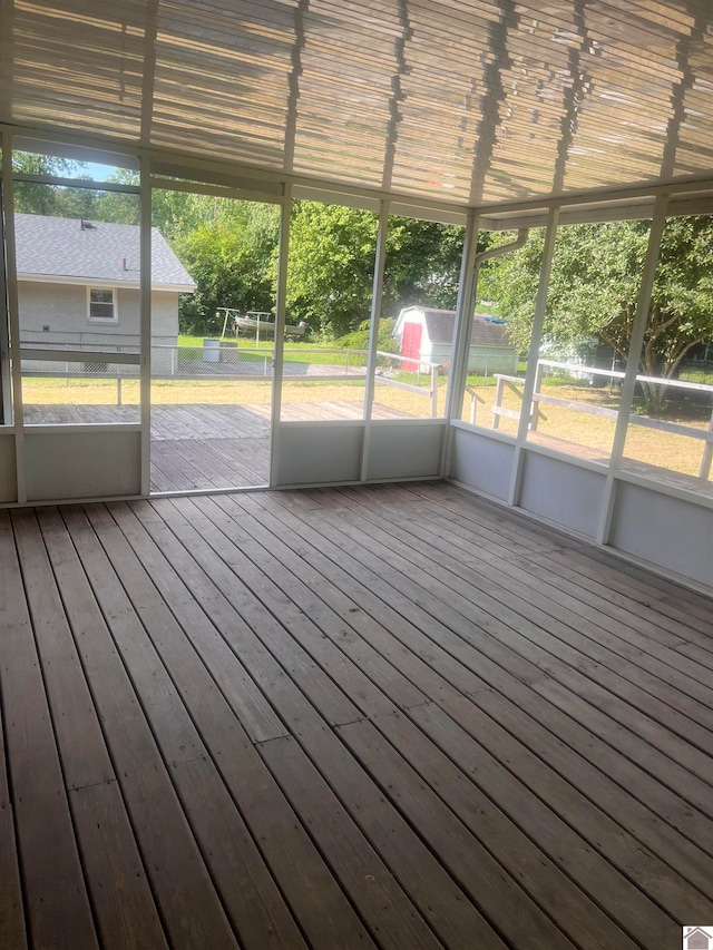 view of unfurnished sunroom