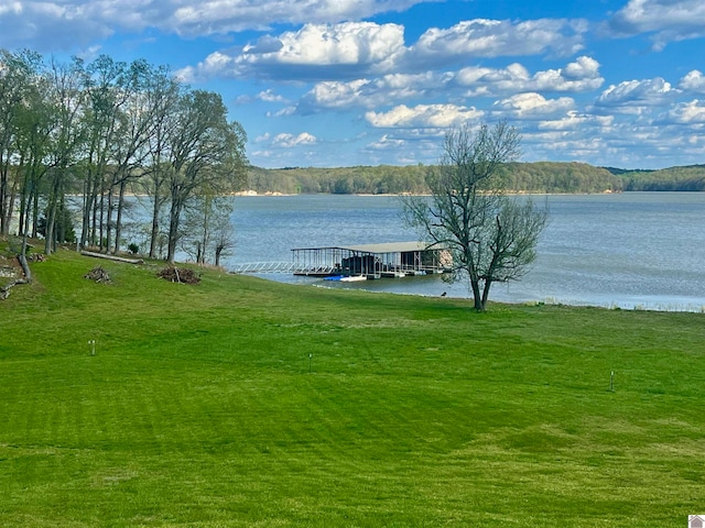 view of dock featuring a water view