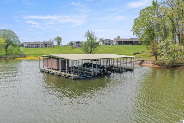 dock area with a water view