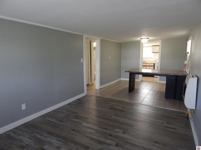 interior space with dark wood-type flooring