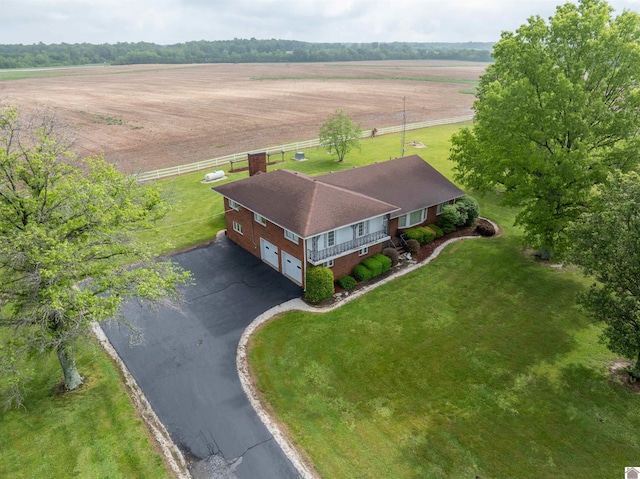 bird's eye view featuring a rural view