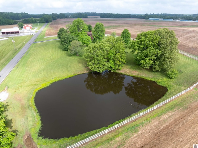 bird's eye view with a rural view and a water view