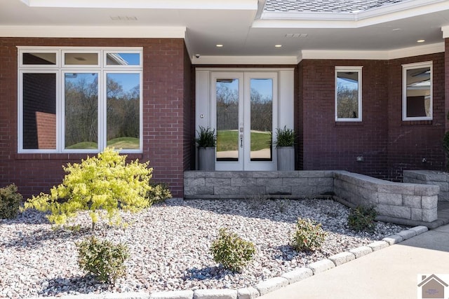 property entrance with french doors