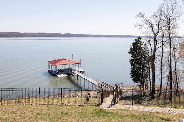 view of dock featuring a water view