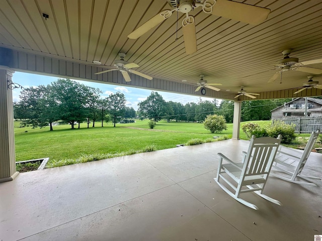 view of patio / terrace with ceiling fan