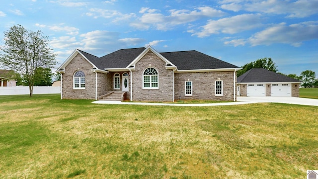 view of front of home with a front lawn