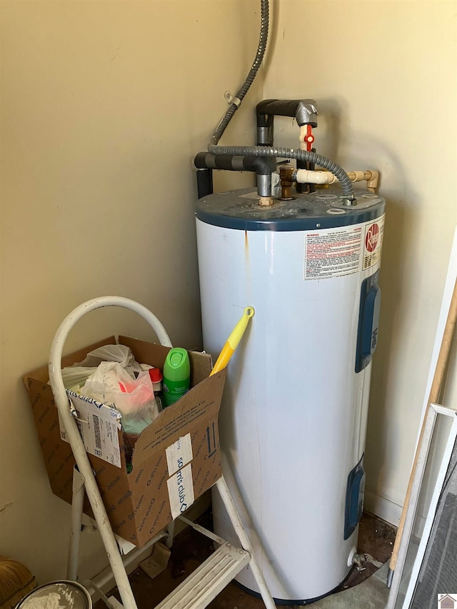 utility room featuring electric water heater