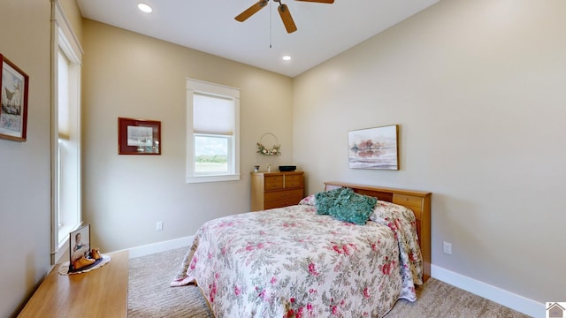 bedroom featuring ceiling fan