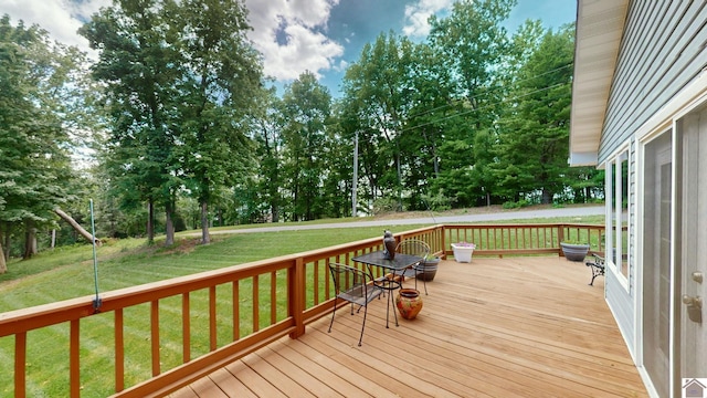 deck with a lawn