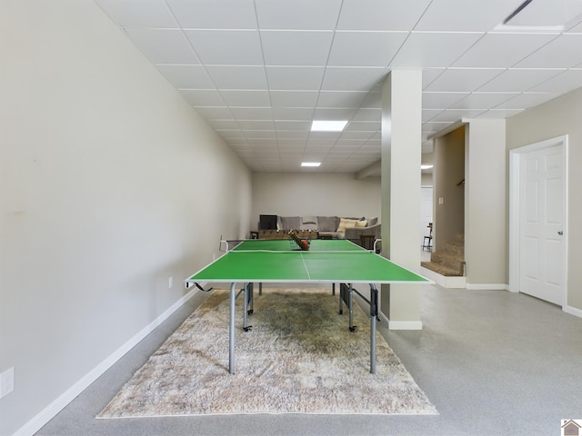 playroom with a drop ceiling