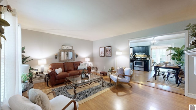 living room featuring light wood-type flooring