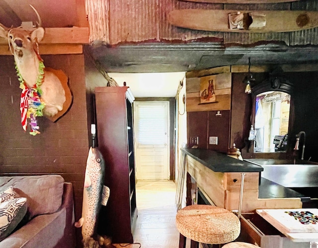 kitchen with hardwood / wood-style flooring