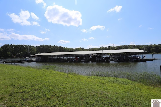 dock area featuring a water view