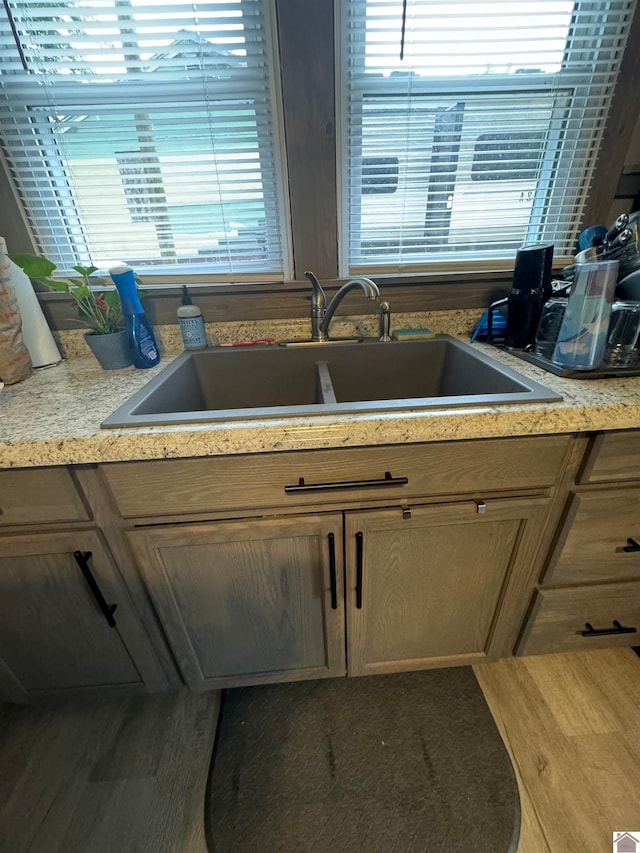 kitchen with sink and dark wood-type flooring