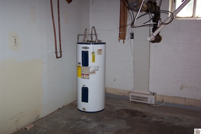 utility room featuring water heater