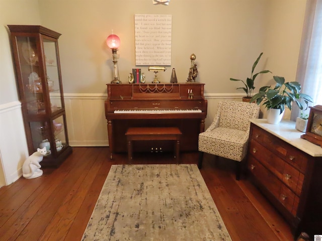 living area with dark wood-type flooring