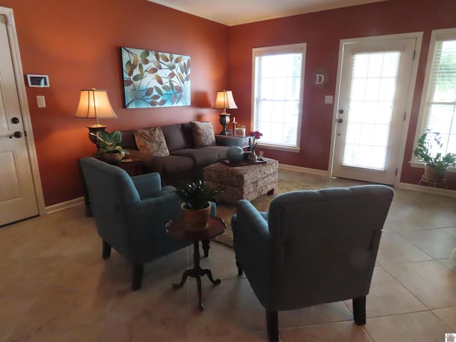 view of tiled living room