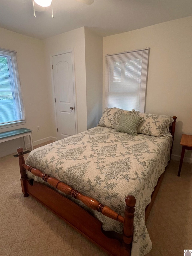 bedroom featuring carpet and ceiling fan