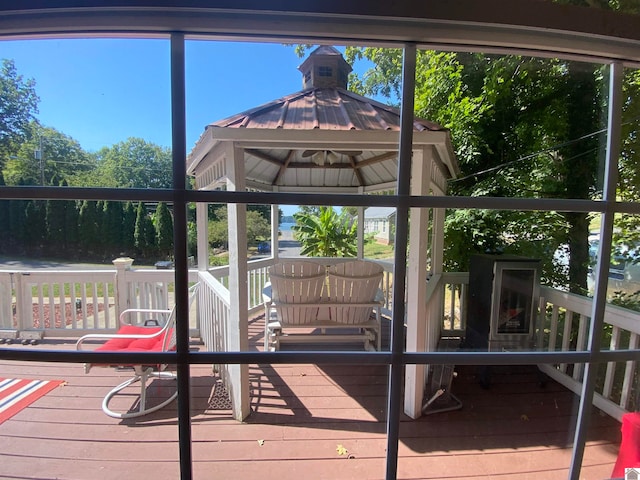 deck featuring a gazebo