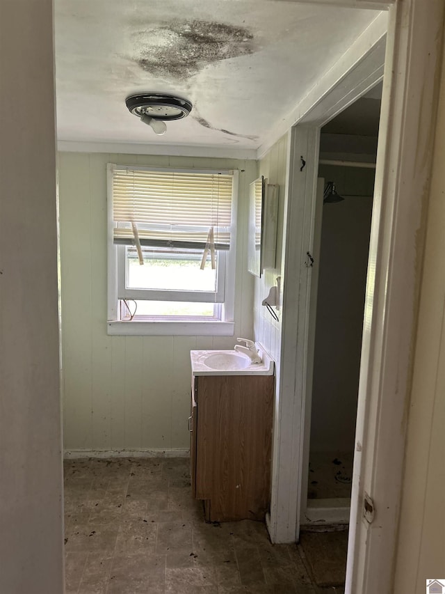 bathroom with vanity and tile patterned floors